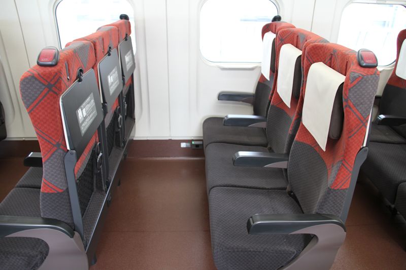 Standard-class seats on the Hokuriku Shinkansen give travelers 6 centimeters more legroom.