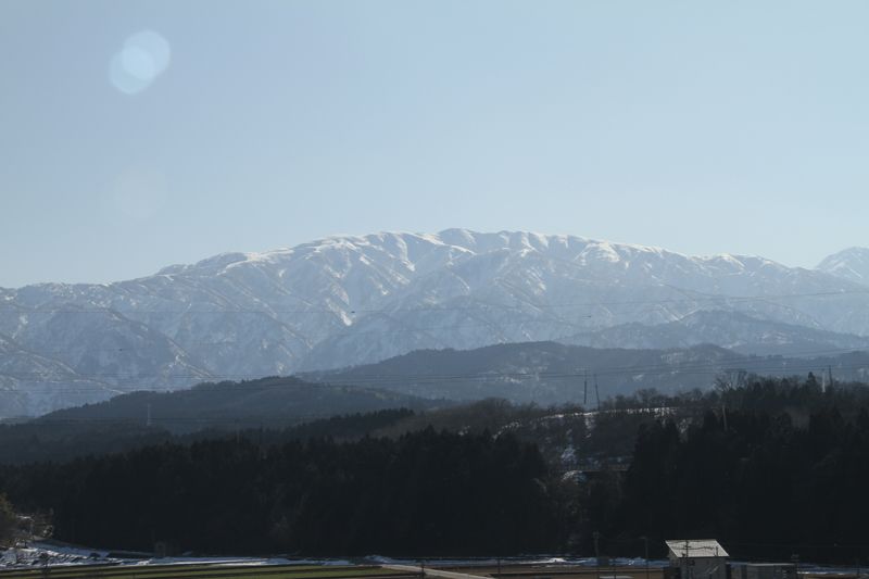 The Tateyama Range as seen from the Hokuriku Shinkansen.