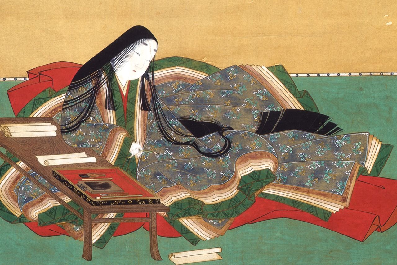 A picture of the author Murasaki Shikibu by seventeenth century painter Tosa Mitsuoki. (Courtesy Ishiyamadera)