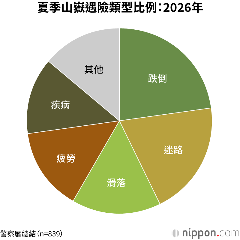 夏季山嶽遇險類型比例:2026年