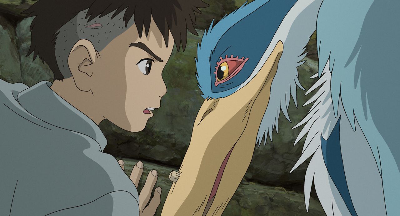 《蒼鷺與少年》的主角真人(Mahito)與蒼鷺 © 2023 Hayao Miyazaki/Studio Ghibli