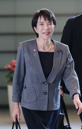 首相高市早苗進入首相官邸。攝於5日,東京永田町