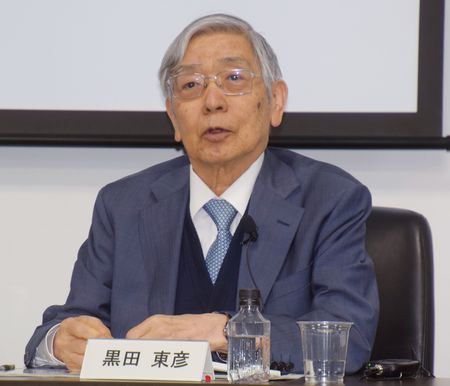 日本銀行前總裁黑田東彥。4月3日攝於東京都港區