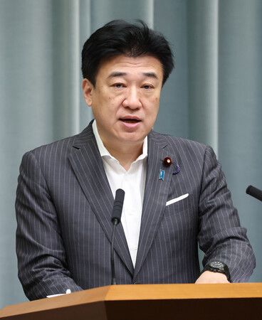 召開記者會說明政府立場的官房長官木原稔。14日上午攝於首相官邸