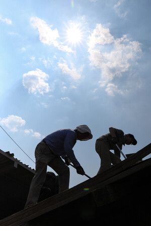 已開始興建臨時住宅的工地。8月3日下午,熊本縣宇城市