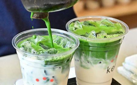 美國加州洛杉磯咖啡店販售的抹茶飲品。(資料照片,AFP時事)