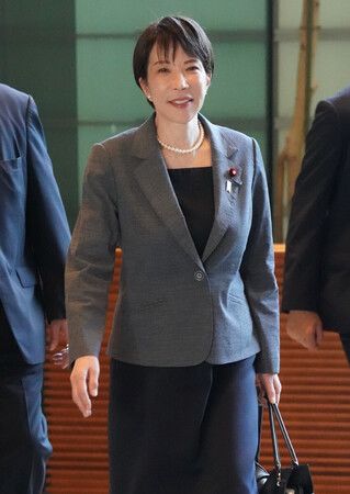 日本首相高市早苗7日上午進入首相官邸