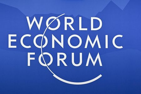 世界經濟論壇(WEF)標誌。(法新社/時事通信社)