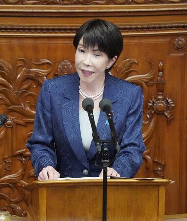 日本首相高市早苗5日下午在眾議院全體會議發表施政方針演說