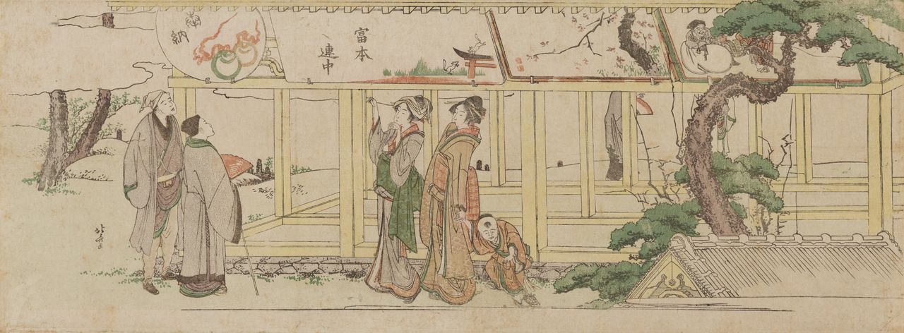 قاعة إيمادو للألواح النذرية من القرن التاسع عشر، رسمت بواسطة كاتسوشيكا هوكوساي (1760-1849) (الصورة بإذن من متحف طوكيو القومي).