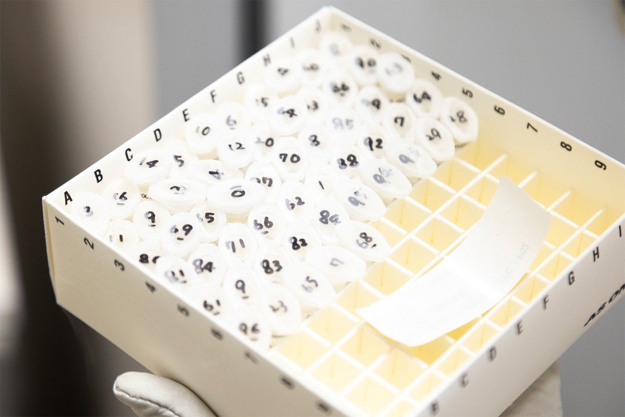 يتم تخزين الحمض النووي البكتيري المأخوذ من عينات البراز في غرف تجميد. (كاواموتو سييا)