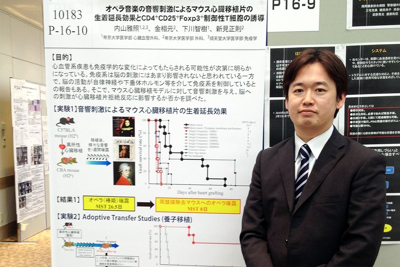 أوتشياما يقدم عرضًا تقديميًا في الكلية اليابانية لعلم الأوعية الدموية في أكتوبر/ تشرين الأول 2013، بعد شهر واحد من حفل توزيع الجوائز. (الصورة إهداء من أوتشياما ماساتيرو)