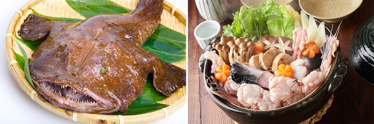 سمكة الإوز (يسار)، قدر ساخن من سمكة الإوز (© بيكستا).