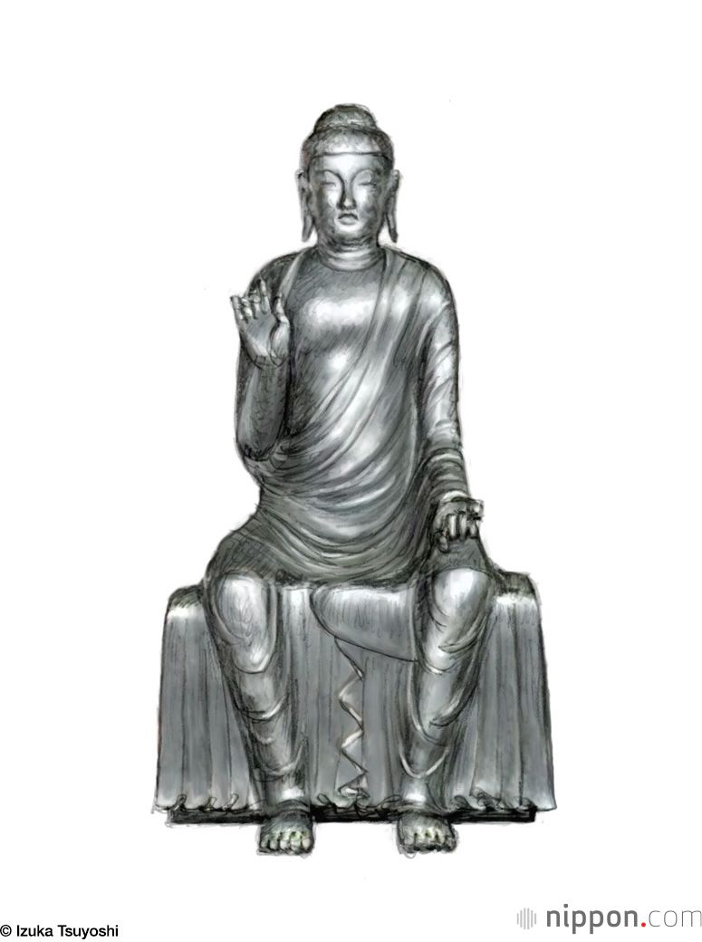 تمثال لبوذا بوضعية الجلوس، معبد جيندايجي (تشوفو، طوكيو).