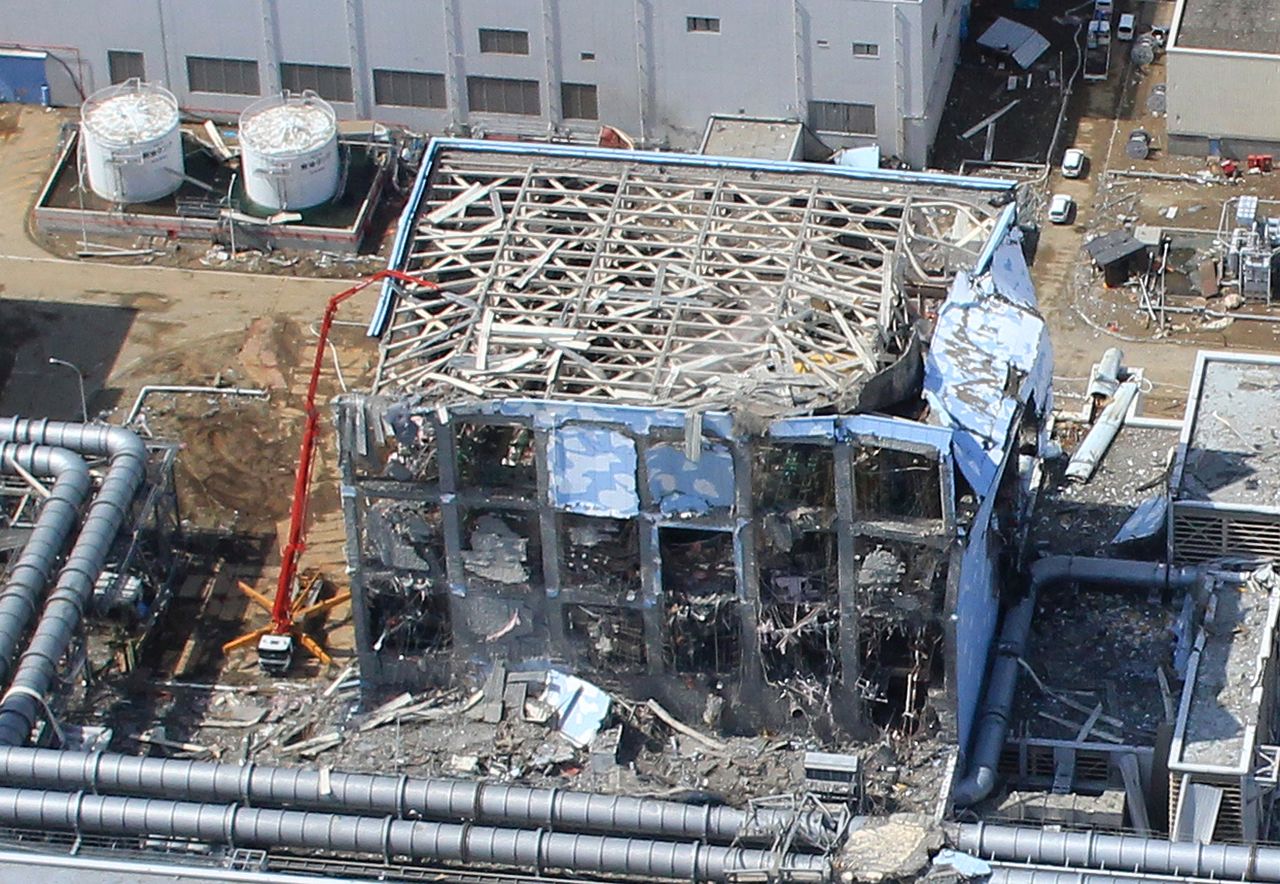 صورة جوية لمحطة فوكوشيما دايئيتشي للطاقة النووية في محافظة فوكوشيما في هذه الصورة التي التقطتها في 24 مارس/ آذار 2011. رويترز.