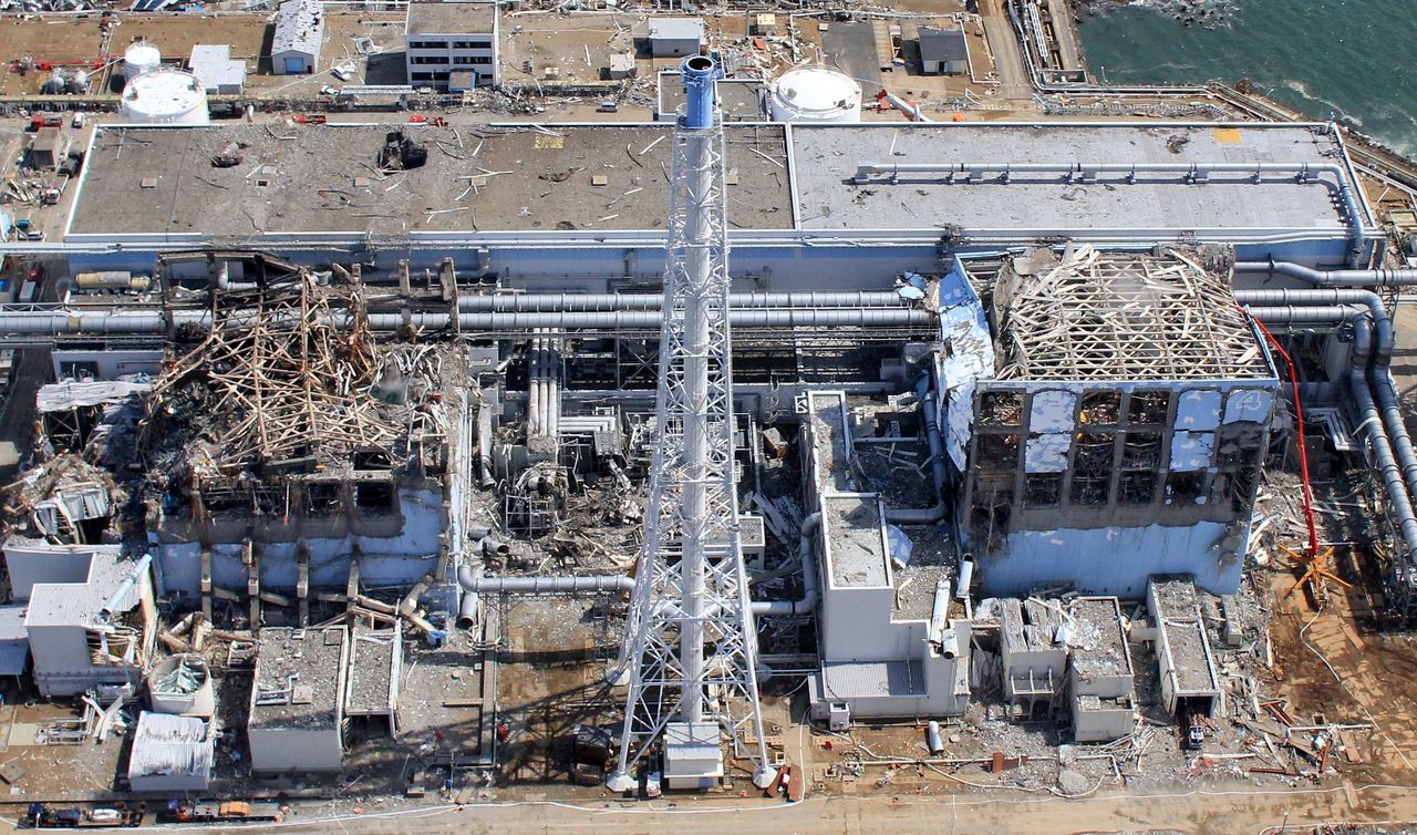 صورة جوية لمحطة فوكوشيما دايئيتشي للطاقة النووية في محافظة فوكوشيما في هذه الصورة التي التقطتها في 24 مارس/ آذار 2011. رويترز.