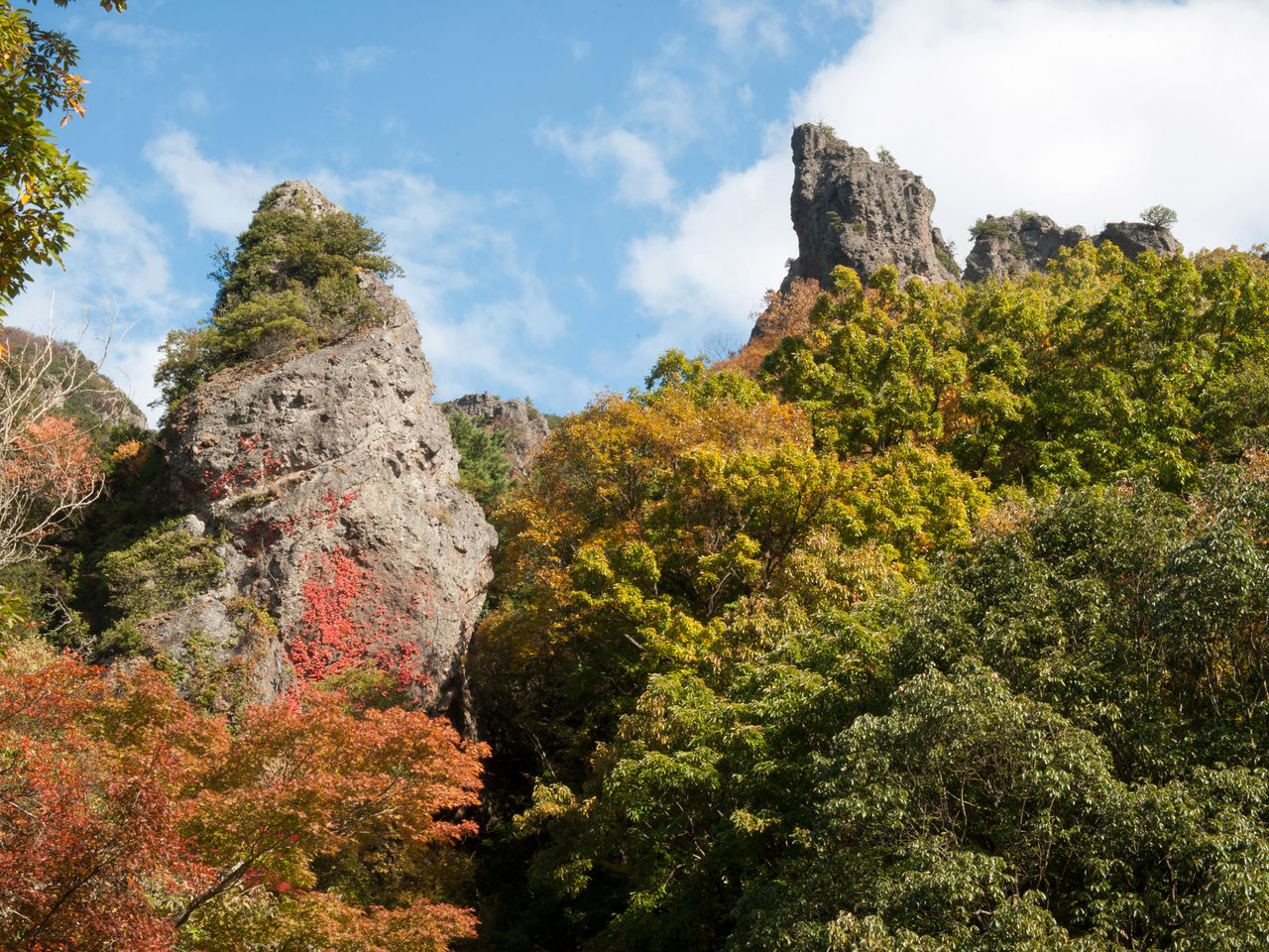 法螺贝岩，“里八景”之一。表里登山道途径蟾蜍岩、鹿岩、松茸岩等多处奇岩怪石