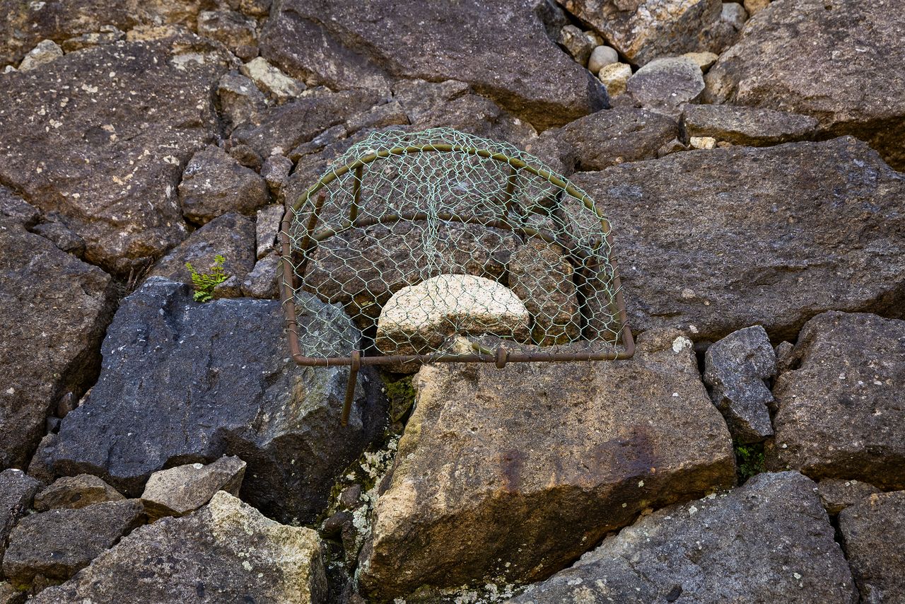 石臼“姥姥石”据传是羽柴秀吉嵌入石垣的