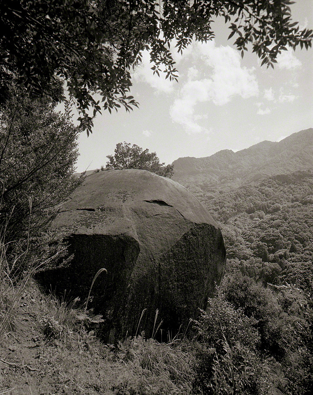 伫立在悬崖的圆形巨岩(摄影:大坂宽)