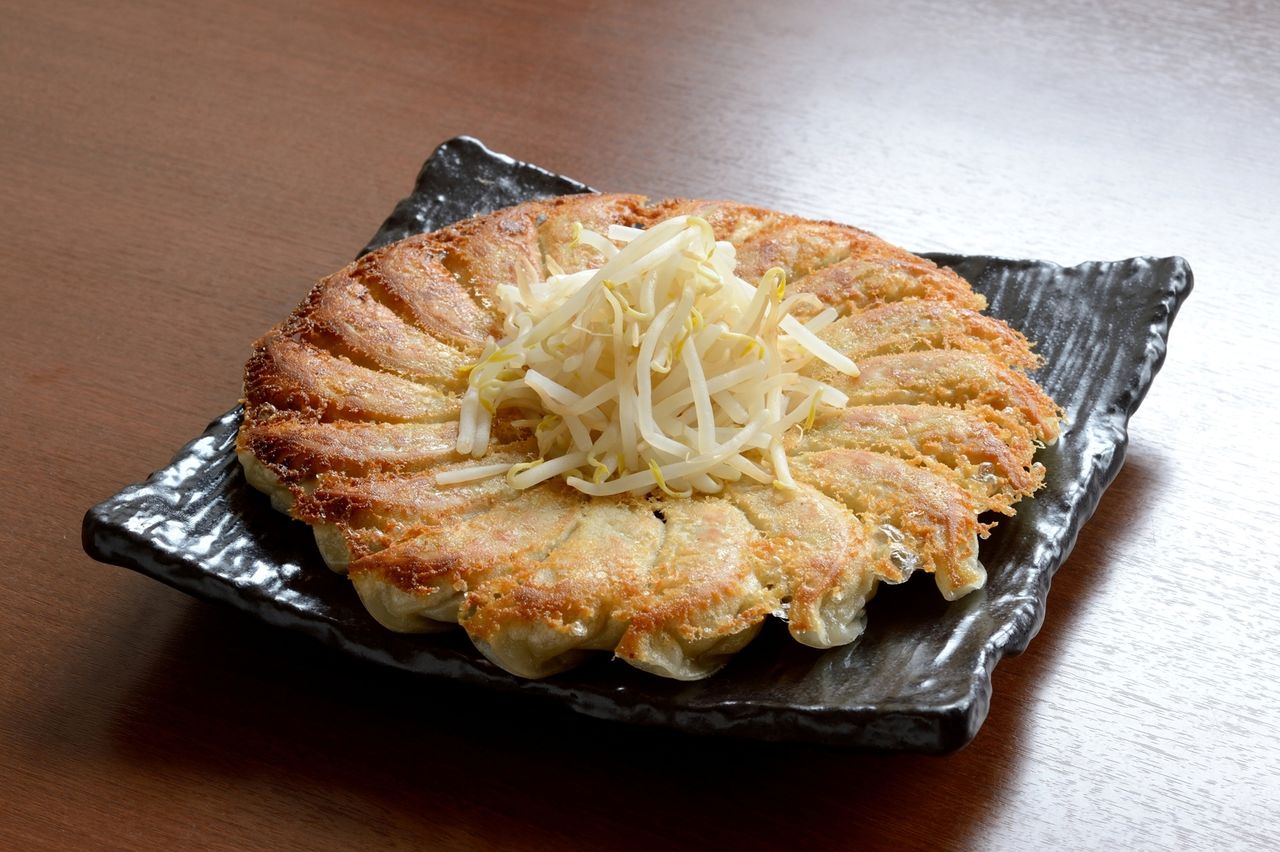 滨松饺子的特点是装盘时中间配上豆芽(图片:滨松市观光和城市宣传科)