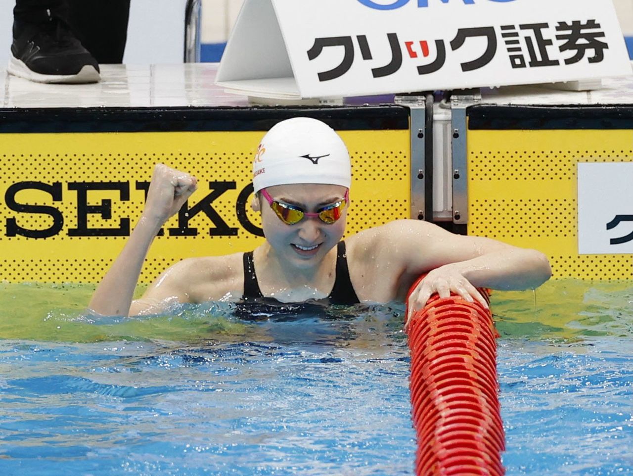 2021年4月4日，池江在日本游泳锦标赛100米蝶泳中获得冠军，获得了东京奥运会个人首张入场券（时事社）
