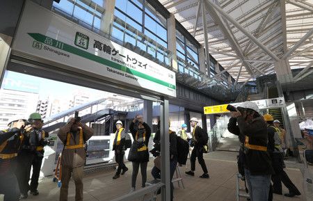 面向媒体公开的JR山手线新车站“高轮gateway站”站台，11月16日上午，东京都港区