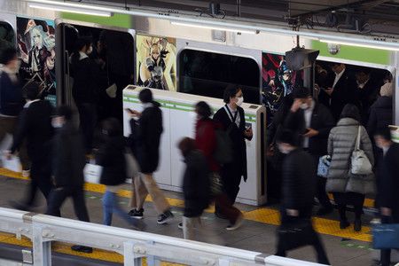 在JR山手线大崎站上下车的旅客（3月6日上午，东京都品川区）