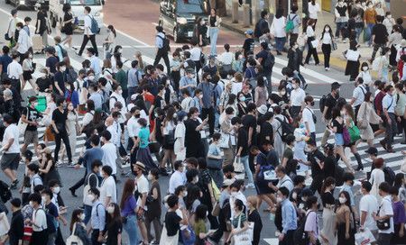 人来人往的街头（2022年7月，东京都涩谷区）