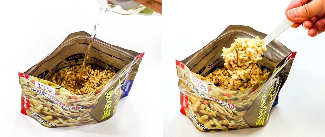 “肉菜煮饭”用开水仅需短短3分钟,凉水也不过5分钟即可泡发食用,方便快捷