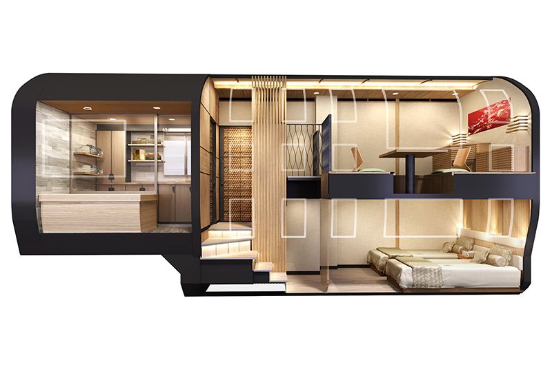 A rendering of the interior of a deluxe suite on JR East’s new cruise train. (Image courtesy of JR East.)