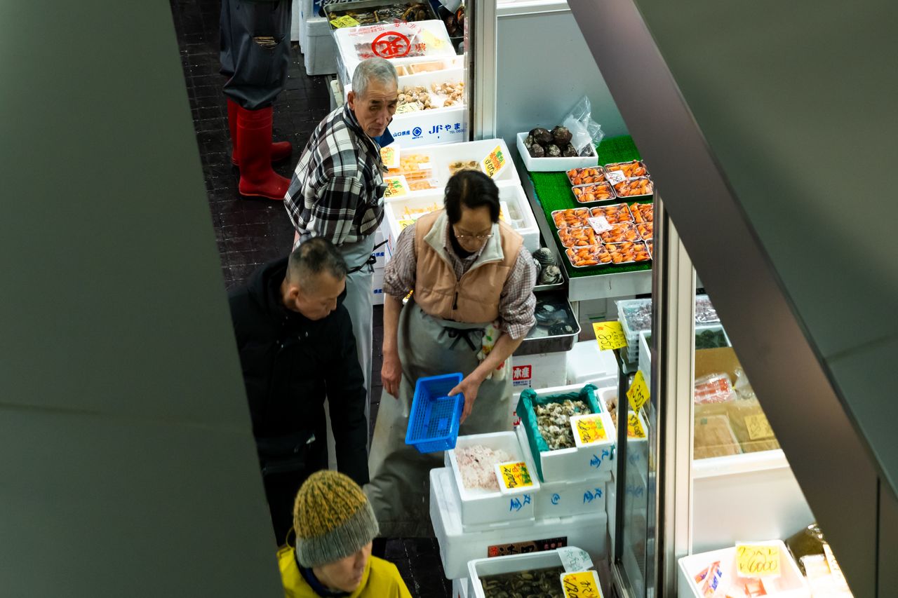 An observation gallery offers a glimpse of the action on the market floor.