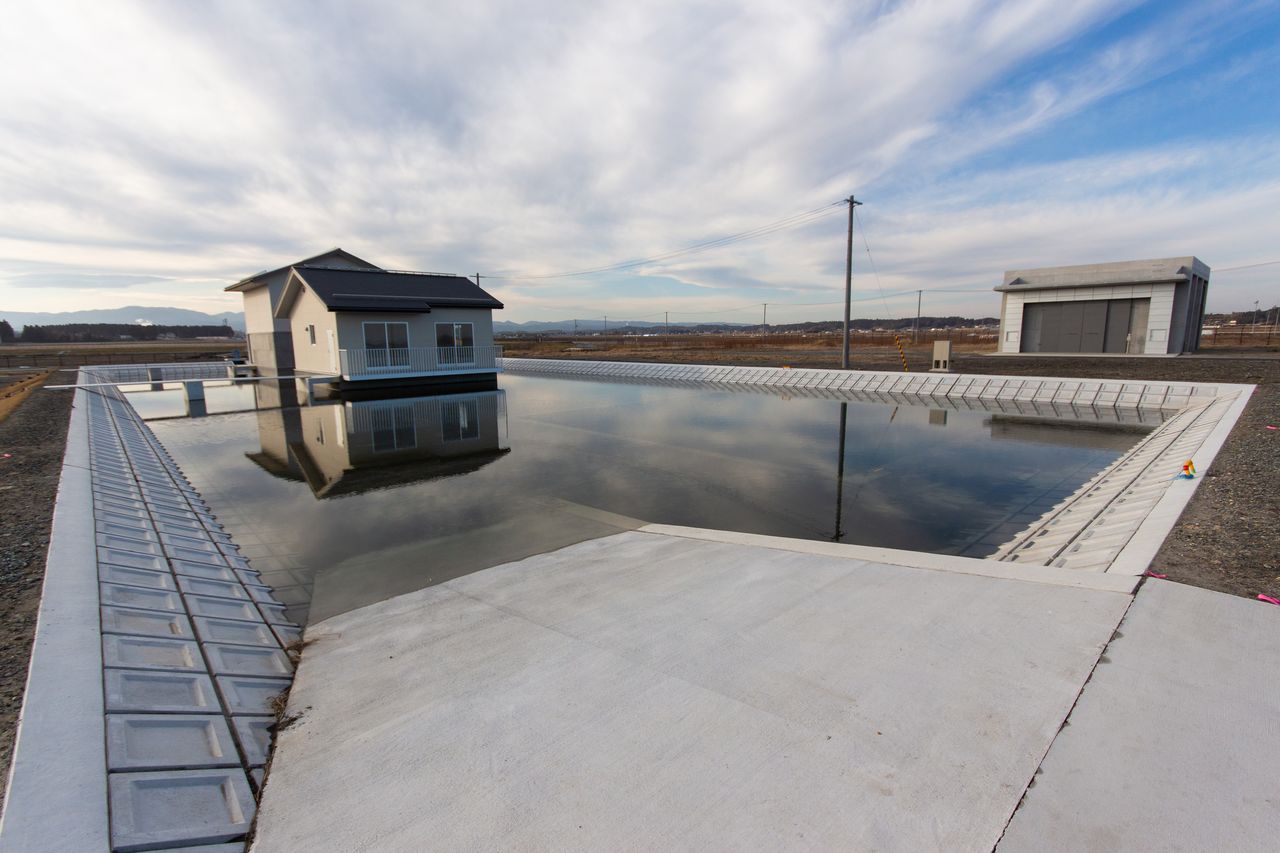 Measuring 50 by 19 meters, the outdoor pool is up to 5 meters deep in places.