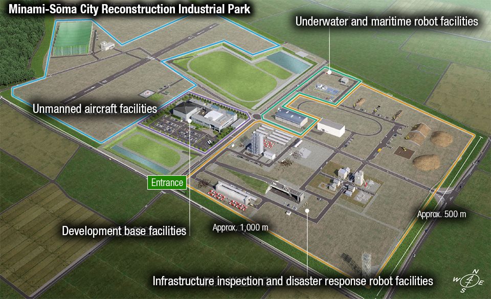 A plan of the Robot Test Field’s 50-hectare site. (© Fukushima Robot Test Field)