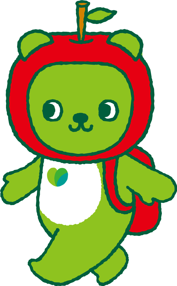 Nagano’s official mascot Arukuma won the Yuru-Kyara Grand Prix in 2019. The green bear is most commonly seen wearing an apple, although it also dons other hats with local connections. (Nagano Pref. PR character “Arukuma” © Nagano Pref.)