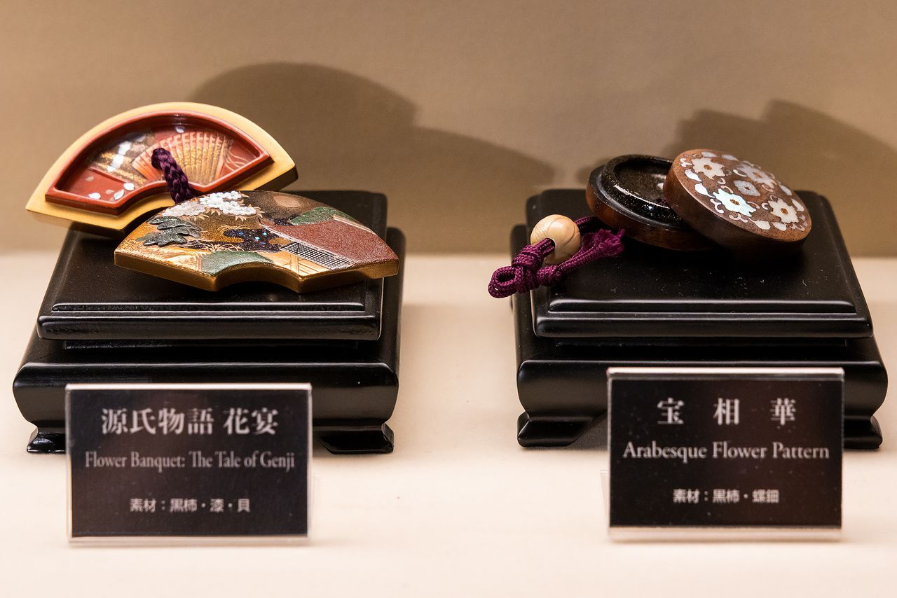 Box netsuke like these are often decorated with lacquer work or mother-of-pearl.