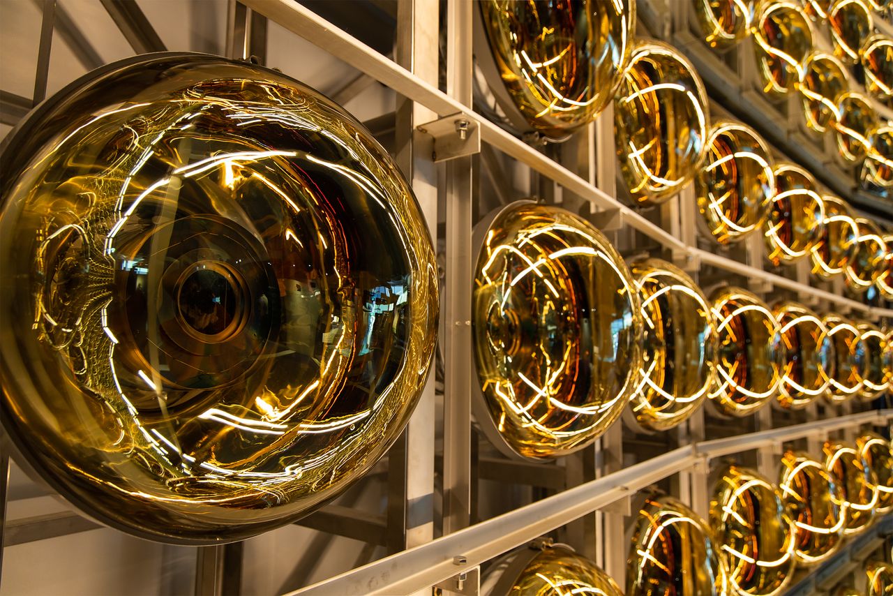 An array of photomultiplier tubes.