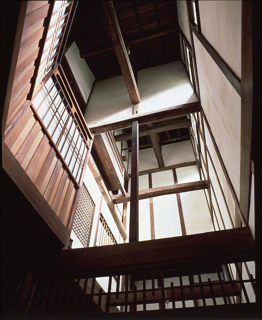 The atrium of the Tōmatsu Family Residence, extending up to the third floor.