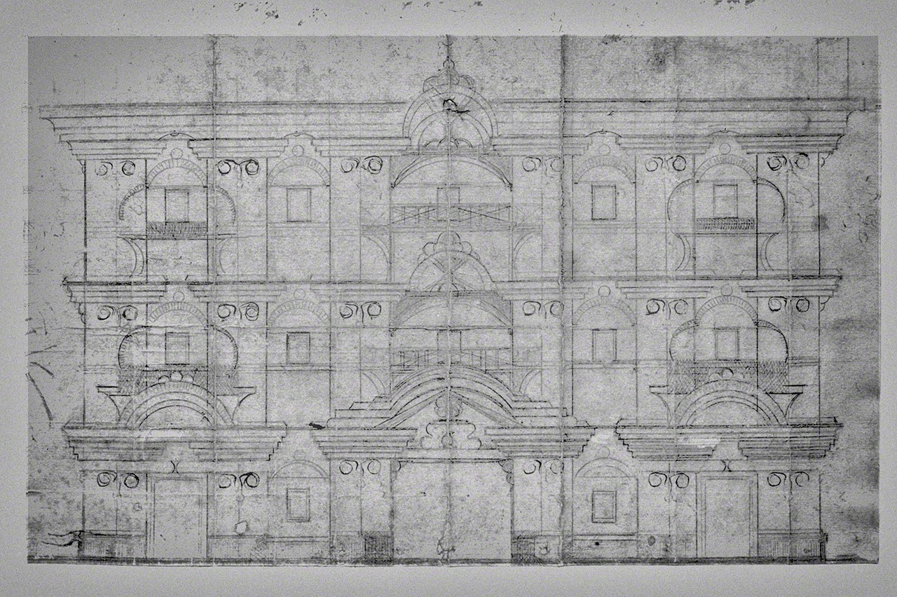 Takahashi’s original sketch of the façade of the Gankutsu Hotel.