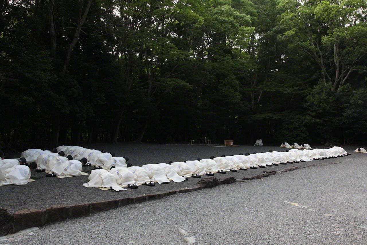 June 30 The priests of the shrine conduct a purification ceremony to wash away sin and impurity.