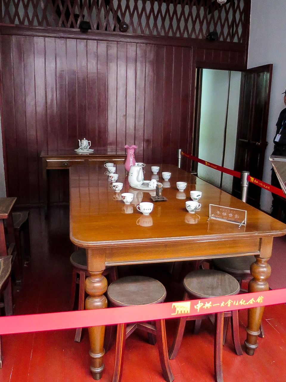 A recreation of the room in Shanghai where the First CPC National Congress was held on July 23, 1921.