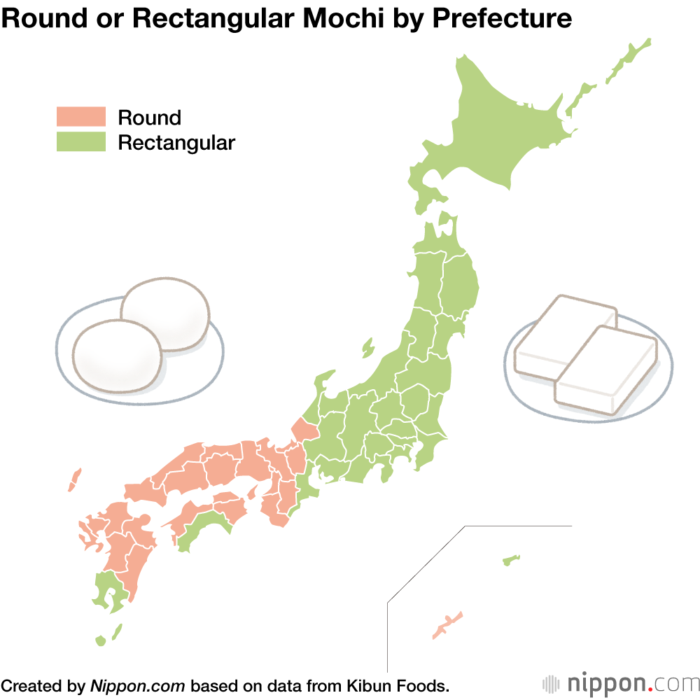 Round or Rectangular Mochi by Prefecture