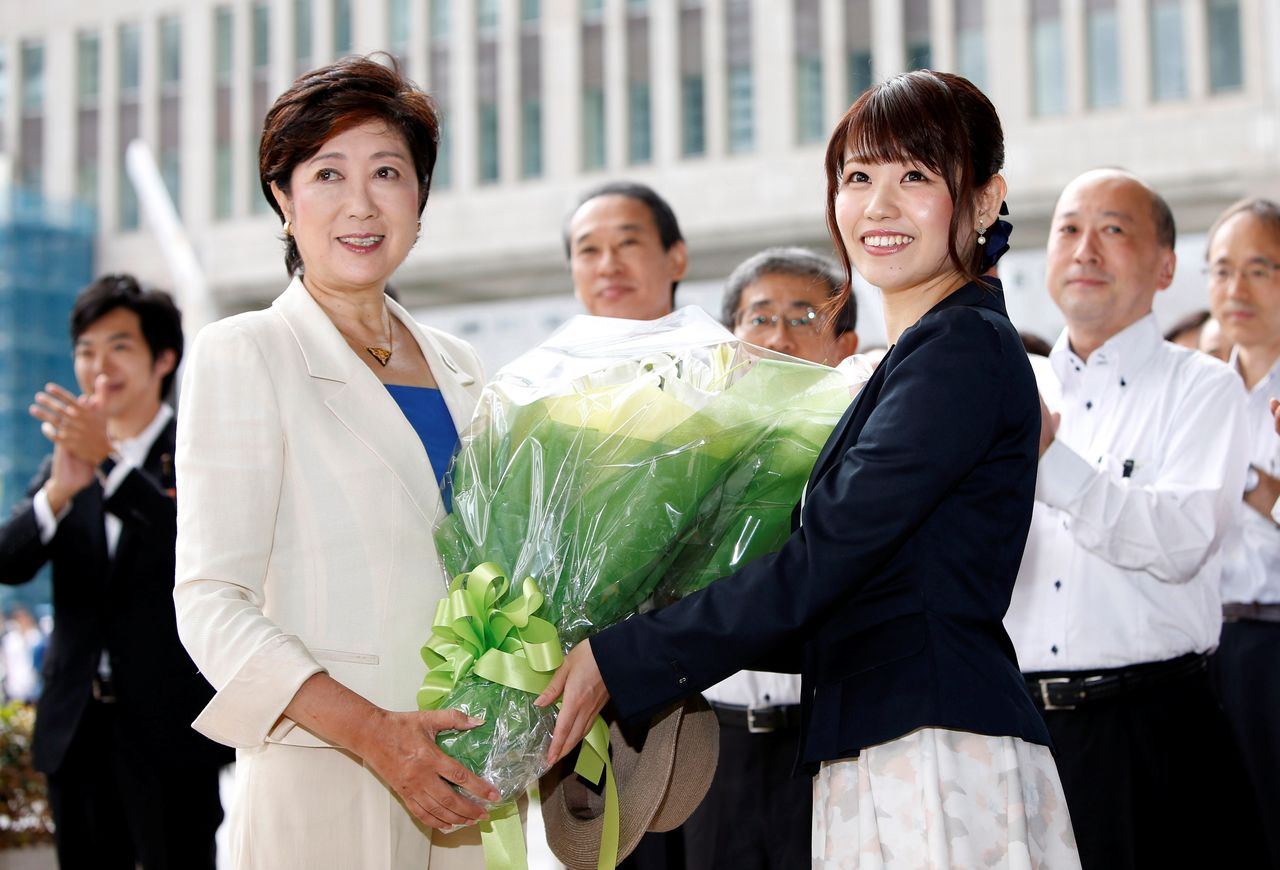 Koike Yuriko on her first day as Tokyo governor. (© Reuters)