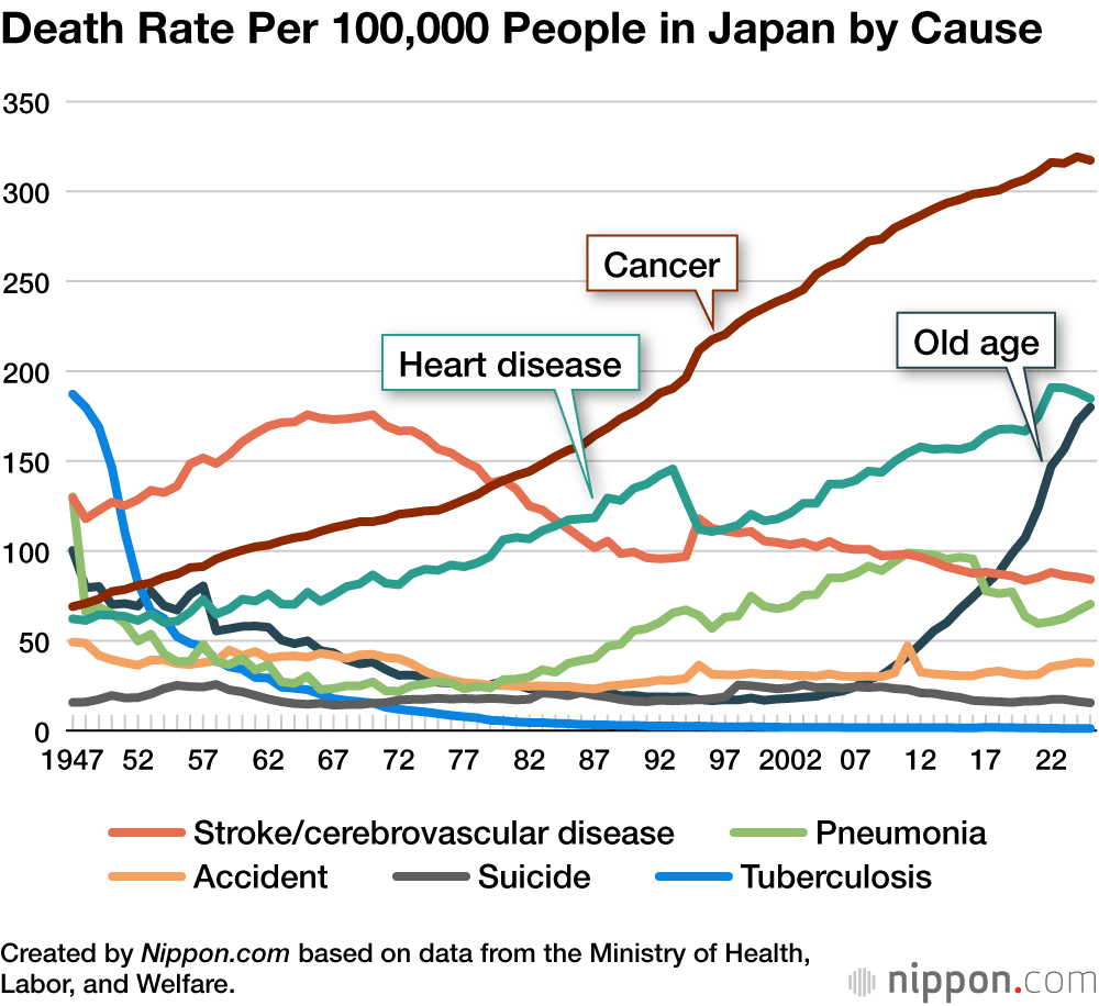 Death Rate Per 100,000 People in Japan by Cause