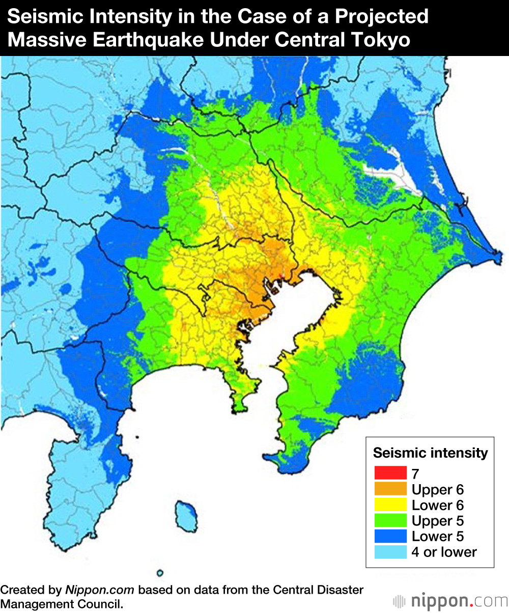 Seismic Intensity in the Case of a Projected Massive Earthquake Under Central Tokyo