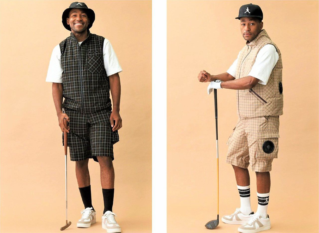 In August 2022, Kūchōfuku released menswear suitable for golf and other leisure activities, produced in collaboration with Takeo Kikuchi. (Courtesy of Kūchōfuku KK)
