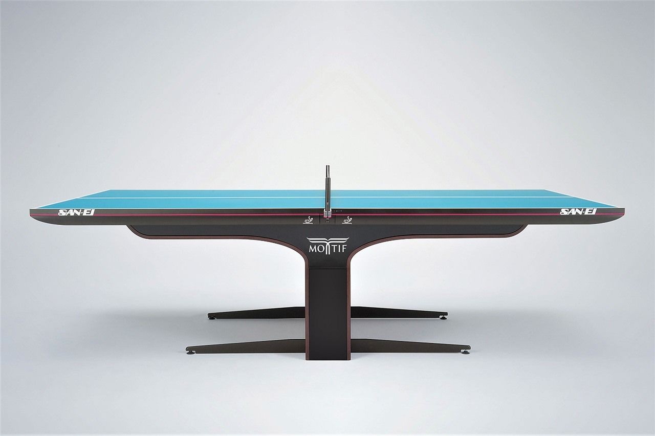The Motif table used at the Tokyo games features legs made from birch sourced from Iwate and finished in wajima-nuri lacquer. (Courtesy of San-Ei)