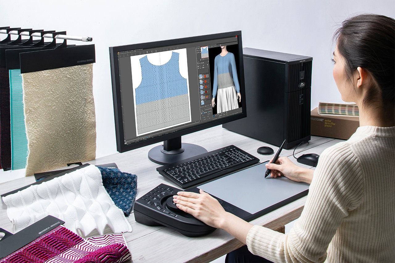Apex 4 displays a virtual rendering of a finished garment. (Photo provided by Shima Seiki)