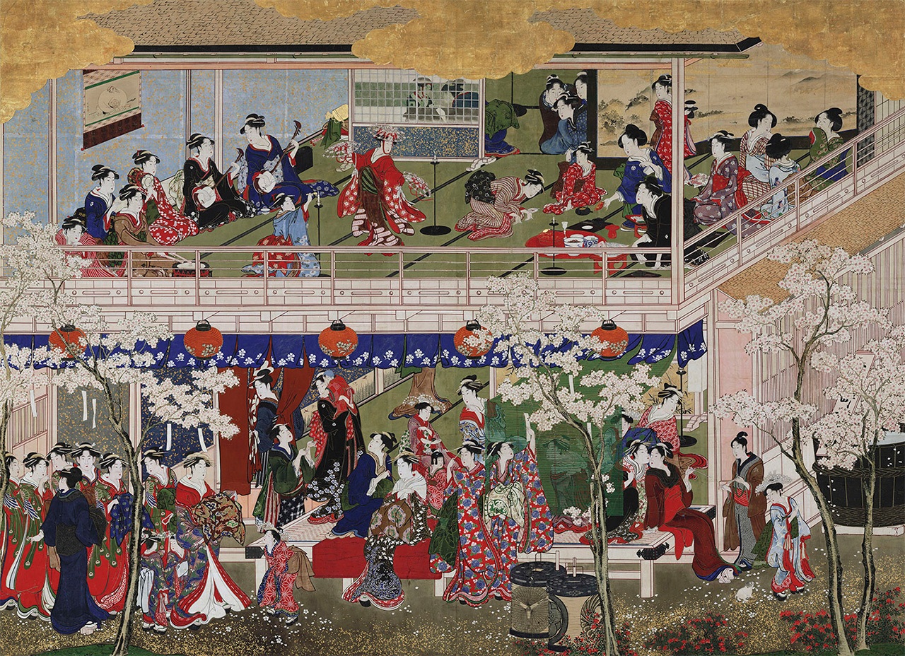 Kitagawa Utamaro, Yoshiwara no hana (Cherry Blossoms at Yoshiwara), ca. 1793. (Courtesy Wadsworth Atheneum Museum of Art)