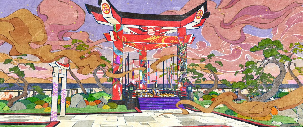 The visuals evoke washi paper and ukiyo-e prints. (© Twin Engine)