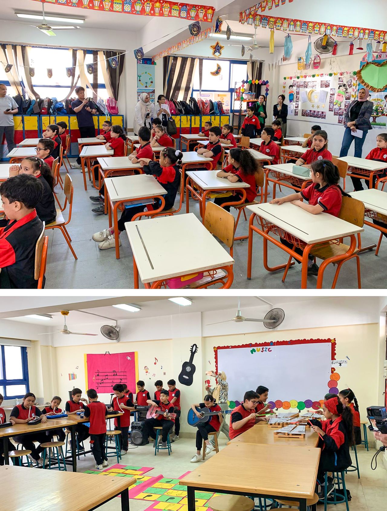 A visit to an EJS class to follow up on the progress of a group of teachers recently in Fukui. (Courtesy University of Fukui United Professional Graduate School)